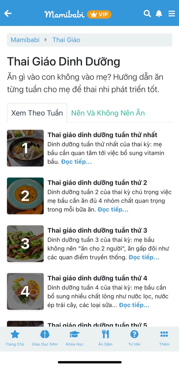 THỰC ĐƠN CHI TIẾT 40 TUẦN VÀ 280 NGÀY CHO MẸ BẦU, MỖI NGÀY 5 BỮA NHỎ 

Mamibabi là một trong số ít các ứng dụng thai giáo sở hữu thực đơn chi tiết tới từng bữa ăn cho mẹ bầu. Thai giáo dinh dưỡng luôn là một trong những nội dung quan trong và thiết yếu nhất giúp mẹ và bé có một thai kỳ khoẻ mạnh.

Mẹ có thể xem tại các link dưới đây:

Dinh dưỡng 40 tuần và 280 ngày 
https://mamibabi.com.vn/thai-giao-dinh-duong 

Ăn gì vào con không vào mẹ https://mamibabi.com.vn/interact/dinhduongbabau

Kiểm soát cân nặng cho bà bầu https://mamibabi.com.vn/news/1894/12-cach-kiem-soat-can-nang-ba-bau-hieu-qua-me-khong-thua-can-con-van-du-can 

Để được tư vấn về chế độ dinh dưỡng và mọi điều cần biết khi mang thai, mẹ vui lòng đăng ký tài khoản VIP Mom với hàng ngàn quyền lợi tại đây https://mamibabi.com.vn/vip/info?mode=9