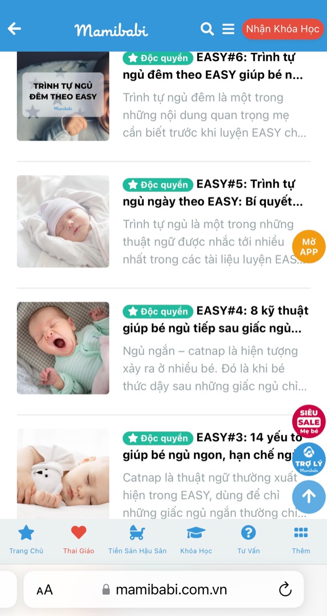 BẢNG THỜI GIAN NGỦ CỦA BÉ THEO THÁNG TUỔI

Việc ăn của con rất quan trọng nhưng giấc ngủ cũng quan trọng không kém mẹ nhé. Con phải ngủ đủ thì mới ăn ngon, ăn tốt được. Và ăn tốt lại giúp con ngủ ngon. Ăn và ngủ có liên quan mật thiết với nhau. 

Ngủ đủ đem lại cho con rất nhiều lợi ích:
- Giúp con nghỉ ngơi và tái tạo năng lượng
- Giúp tinh thần con thoải mái, vui vẻ
- Giúp con ăn tốt hơn
- Giúp con phát triển chiều cao và cân nặng đúng chuẩn
- Giúp con phát triển kỹ năng và trí não trong khi ngủ

Người lớn mất ngủ rất mệt và suy giảm chất lượng cuộc sống. Trẻ con cũng y như vậy. 

Dưới đây là bảng thời gian ngủ cần thiết của con mỗi ngày: 

Bé sơ sinh: 16-21 tiếng 
Bé 1-2 tháng: 16-18 tiếng
Bé 3-4 tháng: 16 tiếng
Bé 5-8 tháng: 15 tiếng 
Bé 9 tháng: 14 tiếng
Bé 10-48 tháng: 13 tiếng

Trên thực tế, sẽ có những bé có nhu cầu ngủ ít hơn khoảng 1, 2 tiếng so với bảng trên nhưng vẫn phát triển tốt, tăng cân đều, tinh thần thoải mái. Khi đó bố mẹ không nên lo lắng nhé.

Nhưng nếu bé ngủ quá ít, thường cáu gắt, lờ đờ, không vui vẻ… thì rất có thể con đang rơi vào “nợ ngủ”, thiếu ngủ. Khi đó bố mẹ hãy điều chỉnh lại lịch sinh hoạt để con được ngủ đủ theo đúng nhu cầu của mình nhé.

Dưới đây là những cách giúp bé có giấc ngủ ngon bố mẹ nên tham khảo:

14 yếu tố giúp bé ngủ ngon https://mamibabi.com.vn/news/1948/easy-3-14-yeu-to-me-can-quan-tam-de-giup-be-ngu-ngon-han-che-ngu-ngan-catnap 

Trình tự ngủ ngày https://mamibabi.com.vn/news/1953/easy-5-trinh-tu-ngu-ngay-theo-easy-bi-quyet-giup-be-ngu-tron-giac-han-che-ngu-vat-catnap

Trình tự ngủ đêm https://mamibabi.com.vn/news/1954/easy-6-trinh-tu-ngu-dem-theo-easy-giup-be-ngu-ngon-chong-lon-me-duoc-nghi-ngoi

8 kỹ thuật giúp bé ngủ tiếp sau giấc ngủ ngắn https://mamibabi.com.vn/news/1949/easy-4-8-ky-thuat-giup-be-ngu-tiep-sau-giac-ngu-ngan-catnap

6 phương pháp luyện ngủ cho bé https://mamibabi.com.vn/interact/luyenngu

Tiếng ồn trắng (white noise) giúp bé ngủ ngon https://mamibabi.com.vn/easy#white_noise 

—————————————————————
Mamibabi là ứng dụng thai giáo, luyện EASY và giáo dục sớm duy nhất tại Việt Nam được sáng lập bởi tác giả Phạm Ngọc Thắng – tác giả của cuốn sách “Rủ chồng thai giáo” với phương châm “chi phí tốt nhất – quyền lợi nhiều nhất”.

Mẹ chỉ cần mua tài khoản “VIP Mom trọn đời” một lần duy nhất để xem được 80+ nội dung về mang thai và 40+ nội dung về nuôi con https://mamibabi.com.vn/khoa-hoc

Chi tiết quyền lợi và cách đăng ký mẹ vui lòng xem tại đây https://mamibabi.com.vn/vip/info?mode=9