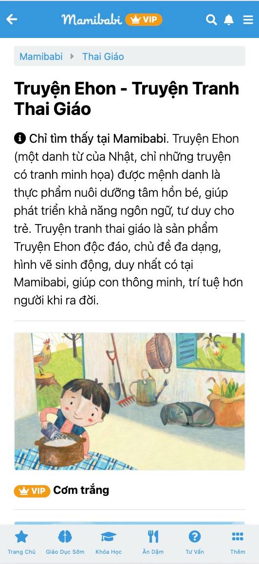 Tác dụng của truyện thai giáo là giúp mẹ và bé có thêm nhiều thời gian thư giãn cùng nhau, giúp mẹ được kết nối với bé nhiều hơn dù bé chưa ra đời. Truyện thai giáo cũng là cách giáo dục ngôn ngữ sớm cho bé, để bé được nghe giọng đọc thân thương của mẹ và tiếp cận với từ ngữ ngay khi còn là thai nhi. Việc này tạo nền tảng tốt để bé phát triển thính giác và trí não.

Truyện thai giáo chứa đựng nhiều bài học ý nghĩa, giúp mẹ truyền tải đến bé những tâm tư, tình cảm của mình, đồng thời giúp hình thành nhân cách tốt cho bé khi lớn lên. 

Mamibabi là đơn vị duy nhất trên thị trường sở hữu nhiều truyện thai giáo bản quyền và độc quyền. Có nhiều truyện mẹ sẽ chỉ thấy tại Mamibabi và không có tại bất cứ app thai giáo nào khác. 

Chỉ cần đăng ký tài khoản “VIP Mom trọn đời” với giá 899,000đ, mẹ có thể đọc hàng ngàn truyện thai giáo tại Mamibabi, đồng thời học 120+ khóa học ngắn về mang thai và nuôi con, được tư vấn 1:1 mọi thắc mắc. 

Truyện thai giáo chữ https://mamibabi.com.vn/newscategory/15/truyen-thai-giao

Truyện thai giáo audio https://mamibabi.com.vn/audiobook

Truyện tranh thai giáo (Ehon) https://mamibabi.com.vn/newscategory/33/truyen-tranh-thai-giao 

Thơ thai giáo https://mamibabi.com.vn/newscategory/32/tho-thai-giao