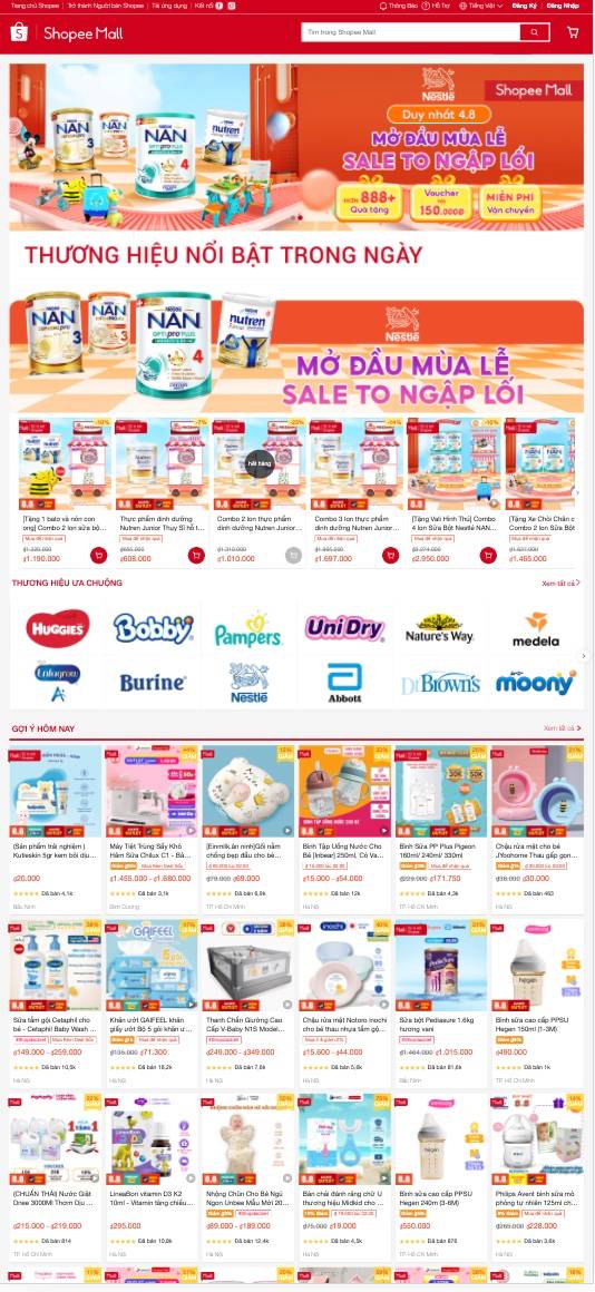 Đợt sale 8/8 đã chính thức bắt đầu, mẹ hãy “tranh thủ” mua ngay những sản phẩm cần thiết cho mình và bé tại các gian hàng chính hãng Shopee Mall nhé: 

Ngành hàng mẹ và bé giảm giá hàng ngàn sản phẩm https://shorten.asia/Ggvm2Avj 

Sản phẩm dành cho mẹ giảm tới 60% https://shorten.asia/9T2Gscjs 

Sữa công thức và thực phẩm cho bé giảm tới 50% https://shorten.asia/VtpvpXfd 

Sản phẩm chăm sóc sức khỏe cho bé giảm tới 45% https://shorten.asia/QvHeeBAw