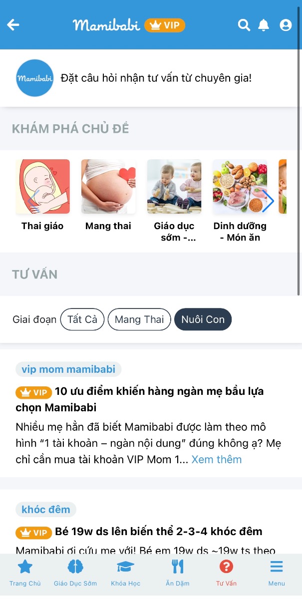 Nếu mẹ đang tìm kiếm app chăm sóc trẻ sơ sinh có đầy đủ mọi kiến thức cần thiết thì hãy cài Mamibabi ngay nhé. Mamibabi đã có sẵn 40+ khoá học về chăm sóc trẻ sơ sinh. Bên cạnh đó mẹ còn được tư vấn mọi câu hỏi liên quan đến mang thai và nuôi con:

18 khoá học chăm sóc bé sơ sinh https://mamibabi.com.vn/khoa-hoc?mode=2&cate=4 

15 khoá học nuôi con bằng sữa mẹ https://mamibabi.com.vn/khoa-hoc?mode=2&cate=5

EASY và luyện ngủ https://mamibabi.com.vn/khoa-hoc?mode=2&cate=2

Giáo dục sớm và làm cha mẹ https://mamibabi.com.vn/khoa-hoc?mode=2&cate=1 

Ăn dặm 3 phương pháp https://mamibabi.com.vn/khoa-hoc?mode=2&cate=3

Mọi thắc mắc cần được tư vấn mẹ vui lòng gửi câu hỏi tại đây https://mamibabi.com.vn/community
