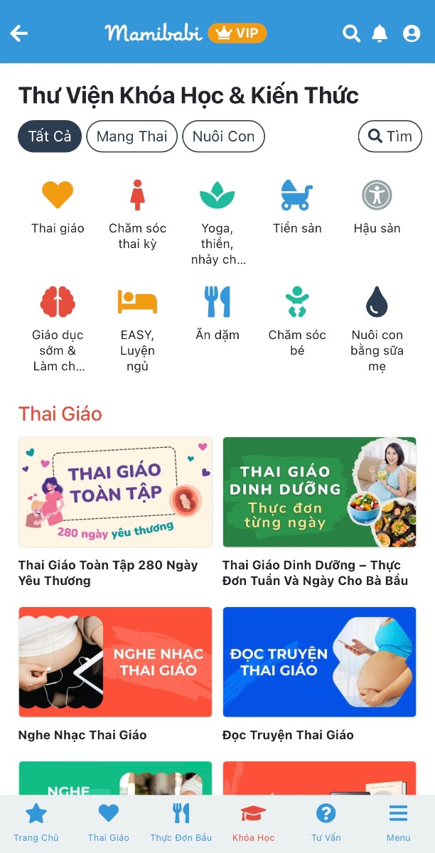 Mamibabi là một trong những khoá học thai giáo có nội dung “đồ sộ” nhất tại Việt Nam, được sáng lập bởi tác giả Phạm Ngọc Thắng, người viết cuốn sách “Rủ chồng thai giáo”. Điều này hẳn nhiều mẹ đã biết đúng không ạ?

Nếu như chỉ học về thai giáo thì có lẽ các mẹ chỉ cần Mamibabi đồng hành trong 9 tháng 10 ngày mang thai. Nhưng thực tế, rất nhiều mẹ đã mua gói “VIP Mom trọn đời” để có thể dùng Mamibabi trọn đời. Vì sao vậy? Đó là vì Mamibabi sở hữu một chuỗi các khoá học nuôi con mà mẹ nào cũng cần: 

4 khoá học hậu sản và ở cữ
17 khoá học chăm sóc trẻ sơ sinh
15 khoá học nuôi con bằng sữa mẹ
2 khoá học luyện EASY và luyện ngủ cho bé
8 khoá học giáo dục sớm, nuôi dạy con
4 khoá học ăn dặm 3 phương pháp

Nội dung chi tiết tất cả các khoá học trên mẹ có thể xem tại đây https://mamibabi.com.vn/khoa-hoc

Đặc biệt, ngoài việc được học tất cả các khoá học trên, các mẹ mua gói “VIP Mom trọn đời” còn được Mamibabi tư vấn 1:1 mọi vấn đề về mang thai và nuôi con. Mẹ có thể gửi câu hỏi tại mục Tư vấn https://mamibabi.com.vn/community

Mamibabi hiện là app thai giáo và giáo dục sớm sở hữu kho nội dung lớn nhất, thời gian dùng lâu nhất với mức phí tốt nhất trên thị trường. Mẹ chỉ cần trả 899,000đ để sử dụng trọn đời hàng ngàn nội dung về mang thai và nuôi con.