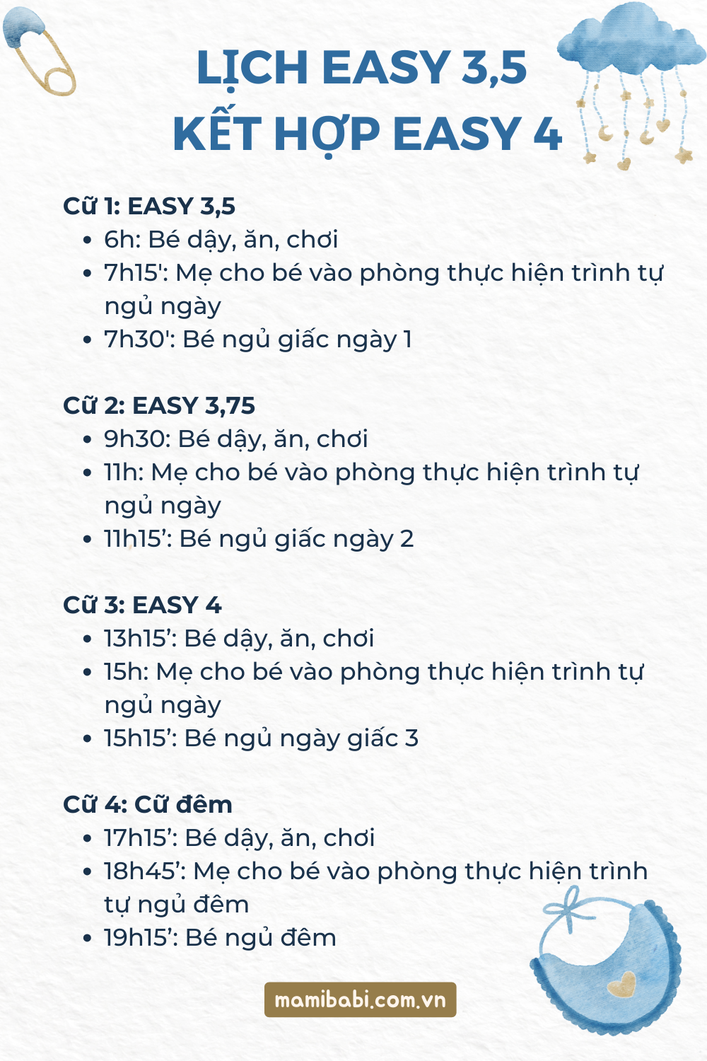 Lịch sinh hoạt EASY 3,5 chi tiết đến từng giờ cho bé 6 – 10 tuần