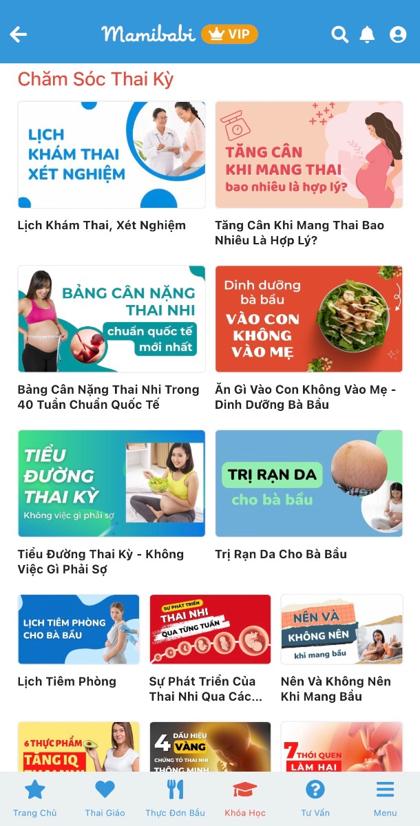 Với Mamibabi, mẹ sẽ được tư vấn mọi vấn đề về mang thai và nuôi con, đồng thời có thể học ngay 22 khoá học chăm sóc thai kỳ sau đây:

1. Ăn gì vào con nhiều vào mẹ ít
2. Theo dõi cân nặng thai nhi 40 tuần
3. Lịch khám thai và xét nghiệm
4. Lịch tiêm phòng cho bà bầu
5. Sự phát triển của thai nhi qua các tuần
6. Kiểm soát cân nặng bà bầu
7. Chữa bệnh bà bầu không dùng thuốc
8. Ăn chay đủ chất cho bà bầu
9. Tiểu đường thai kỳ, không việc gì phải sợ
10. Trị rạn da cho bà bầu
11. 7 hành động quen thuộc dễ làm hại thai nhi
12. Các tư thế ngủ không tốt cho thai nhi
13. Tư thế ngủ tốt cho mẹ và bé
14. Cận cảnh em bé được sinh ra như thế nào?
15. Nên và không nên khi mang bầu
16. 6 thực phẩm vàng tăng IQ cho thai nhi
17. Dấu hiệu chứng tỏ thai nhi thông minh
18. Mẹ bầu làm chuyện ấy, em bé có biết không?
19. Dừng ngay 4 hành động này nếu mẹ không muốn em bé bị dây rốn quấn cổ
20. Mọi điều cần biết về tim thai
21. Thực hư chuyện đoán giới tính thai nhi qua rốn mẹ bầu
22. Tiền sản giật nguy hiểm thế nào
-------------------------------------

Mamibabi là ứng dụng thai giáo, luyện EASY và giáo dục sớm duy nhất tại Việt Nam được sáng lập bởi tác giả Phạm Ngọc Thắng – tác giả của cuốn sách “Rủ chồng thai giáo” với phương châm “chi phí tốt nhất – quyền lợi nhiều nhất”. Mẹ chỉ cần đăng ký tài khoản “VIP Mom trọn đời” giá 899,000đ và nhận được các quyền lợi sau: 

+ Được tư vấn 1:1 mọi câu hỏi về mang thai và nuôi con https://mamibabi.com.vn/community 
+ Học 80 khóa học ngắn về mang thai https://mamibabi.com.vn/khoa-hoc?mode=1
+ Học 40 khóa học ngắn về chăm sóc trẻ sơ sinh và nuôi con https://mamibabi.com.vn/khoa-hoc?mode=2