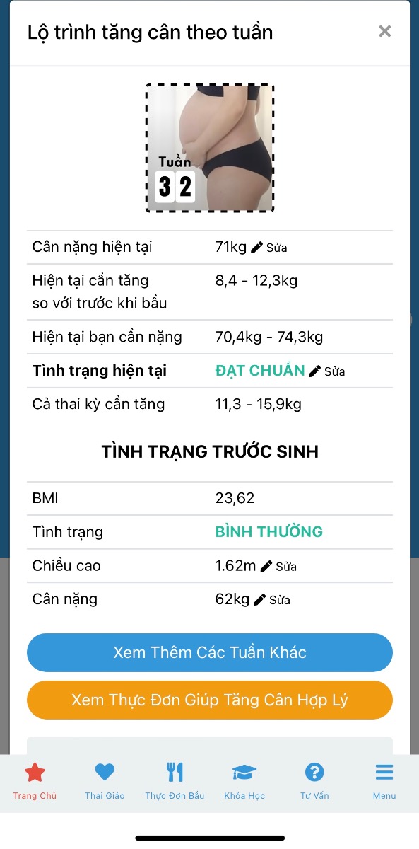 Nhiều mẹ bầu tưởng rằng tăng cân càng nhiều, con càng to sẽ càng khoẻ. Không phải vậy đâu mẹ ơi. Tuỳ theo thể trạng trước khi mang bầu mà số cân mẹ cần tăng sẽ khác nhau. Mẹ xem bảng cân nặng cần tăng trong 40 tuần tại đây nhé https://mamibabi.com.vn/special/pregnancy_weight_gain

Dưới đây là 12 cách kiểm soát cân nặng giúp mẹ xinh con khoẻ https://mamibabi.com.vn/news/1894/12-cach-kiem-soat-can-nang-ba-bau-hieu-qua-me-khong-thua-can-con-van-du-can

Mamibabi là ứng dụng đầu tiên tại Việt Nam có tính năng theo dõi cân nặng bà bầu trong suốt thai kỳ. Số cân của mẹ liên tục được Mamibabi theo dõi và khuyến cáo nhằm đảm bảo mẹ tăng cân hợp lý nhất.

-------------------------------------

Mamibabi là ứng dụng thai giáo, luyện EASY và giáo dục sớm duy nhất tại Việt Nam được sáng lập bởi tác giả Phạm Ngọc Thắng – tác giả của cuốn sách “Rủ chồng thai giáo” với phương châm “chi phí tốt nhất – quyền lợi nhiều nhất”. Mẹ chỉ cần đăng ký tài khoản “VIP Mom trọn đời” giá 899,000đ và nhận được các quyền lợi sau: 

+ Được tư vấn 1:1 mọi câu hỏi về mang thai và nuôi con https://mamibabi.com.vn/community 
+ Học 80 khóa học ngắn về mang thai https://mamibabi.com.vn/khoa-hoc?mode=1
+ Học 40 khóa học ngắn về chăm sóc trẻ sơ sinh và nuôi con https://mamibabi.com.vn/khoa-hoc?mode=2