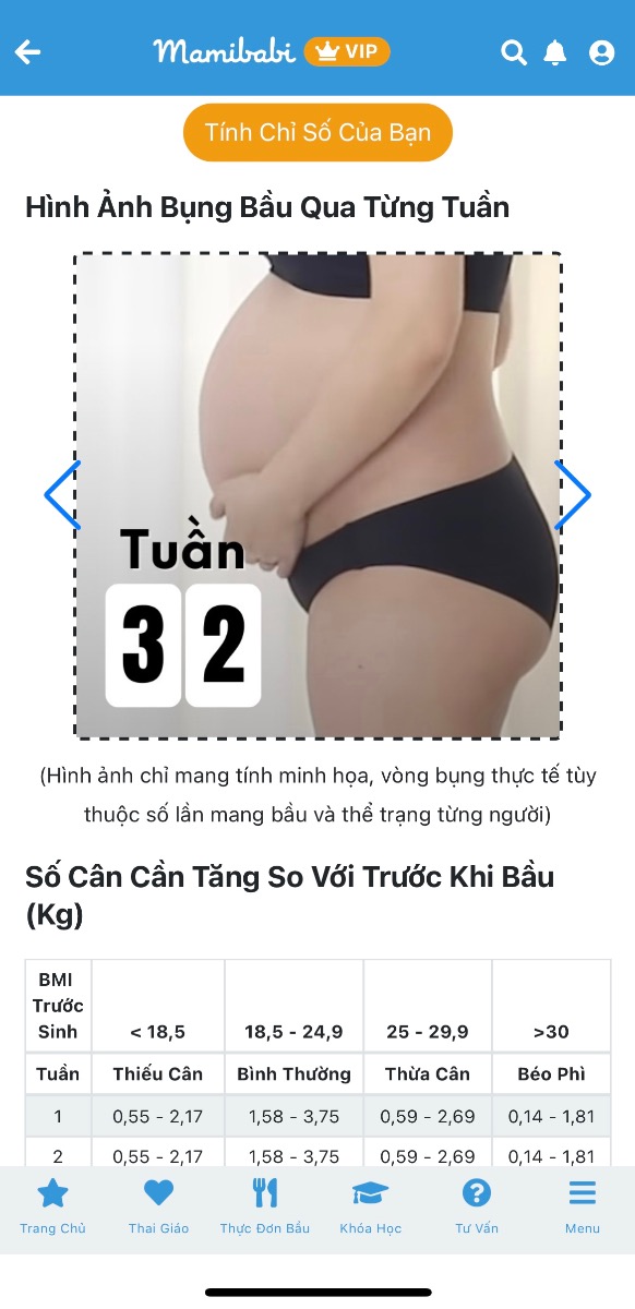 Nhiều mẹ bầu tưởng rằng tăng cân càng nhiều, con càng to sẽ càng khoẻ. Không phải vậy đâu mẹ ơi. Tuỳ theo thể trạng trước khi mang bầu mà số cân mẹ cần tăng sẽ khác nhau. Mẹ xem bảng cân nặng cần tăng trong 40 tuần tại đây nhé https://mamibabi.com.vn/special/pregnancy_weight_gain

Dưới đây là 12 cách kiểm soát cân nặng giúp mẹ xinh con khoẻ https://mamibabi.com.vn/news/1894/12-cach-kiem-soat-can-nang-ba-bau-hieu-qua-me-khong-thua-can-con-van-du-can

Mamibabi là ứng dụng đầu tiên tại Việt Nam có tính năng theo dõi cân nặng bà bầu trong suốt thai kỳ. Số cân của mẹ liên tục được Mamibabi theo dõi và khuyến cáo nhằm đảm bảo mẹ tăng cân hợp lý nhất.

-------------------------------------

Mamibabi là ứng dụng thai giáo, luyện EASY và giáo dục sớm duy nhất tại Việt Nam được sáng lập bởi tác giả Phạm Ngọc Thắng – tác giả của cuốn sách “Rủ chồng thai giáo” với phương châm “chi phí tốt nhất – quyền lợi nhiều nhất”. Mẹ chỉ cần đăng ký tài khoản “VIP Mom trọn đời” giá 899,000đ và nhận được các quyền lợi sau: 

+ Được tư vấn 1:1 mọi câu hỏi về mang thai và nuôi con https://mamibabi.com.vn/community 
+ Học 80 khóa học ngắn về mang thai https://mamibabi.com.vn/khoa-hoc?mode=1
+ Học 40 khóa học ngắn về chăm sóc trẻ sơ sinh và nuôi con https://mamibabi.com.vn/khoa-hoc?mode=2