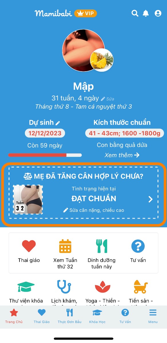 Nhiều mẹ bầu tưởng rằng tăng cân càng nhiều, con càng to sẽ càng khoẻ. Không phải vậy đâu mẹ ơi. Tuỳ theo thể trạng trước khi mang bầu mà số cân mẹ cần tăng sẽ khác nhau. Mẹ xem bảng cân nặng cần tăng trong 40 tuần tại đây nhé https://mamibabi.com.vn/special/pregnancy_weight_gain

Dưới đây là 12 cách kiểm soát cân nặng giúp mẹ xinh con khoẻ https://mamibabi.com.vn/news/1894/12-cach-kiem-soat-can-nang-ba-bau-hieu-qua-me-khong-thua-can-con-van-du-can

Mamibabi là ứng dụng đầu tiên tại Việt Nam có tính năng theo dõi cân nặng bà bầu trong suốt thai kỳ. Số cân của mẹ liên tục được Mamibabi theo dõi và khuyến cáo nhằm đảm bảo mẹ tăng cân hợp lý nhất.

-------------------------------------

Mamibabi là ứng dụng thai giáo, luyện EASY và giáo dục sớm duy nhất tại Việt Nam được sáng lập bởi tác giả Phạm Ngọc Thắng – tác giả của cuốn sách “Rủ chồng thai giáo” với phương châm “chi phí tốt nhất – quyền lợi nhiều nhất”. Mẹ chỉ cần đăng ký tài khoản “VIP Mom trọn đời” giá 899,000đ và nhận được các quyền lợi sau: 

+ Được tư vấn 1:1 mọi câu hỏi về mang thai và nuôi con https://mamibabi.com.vn/community 
+ Học 80 khóa học ngắn về mang thai https://mamibabi.com.vn/khoa-hoc?mode=1
+ Học 40 khóa học ngắn về chăm sóc trẻ sơ sinh và nuôi con https://mamibabi.com.vn/khoa-hoc?mode=2