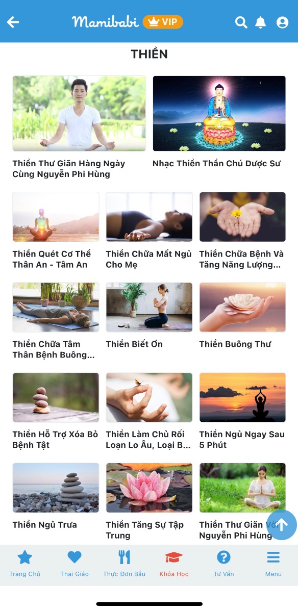 Thiền là hoạt động mẹ bầu nào cũng có thể làm trong thai kỳ của mình, ngay cả khi mẹ mệt mỏi, ốm nghén. Thiền có thể thực hiện trong cả 4 tư thế đi đứng nằm ngồi. 

Mẹ xem ngay các khoá thiền đang có sẵn tại đây https://mamibabi.com.vn/khoa-hoc?mode=0&cate=8

-------------------------------------

Mamibabi là ứng dụng thai giáo, luyện EASY và giáo dục sớm duy nhất tại Việt Nam được sáng lập bởi tác giả Phạm Ngọc Thắng – tác giả của cuốn sách “Rủ chồng thai giáo” với phương châm “chi phí tốt nhất – quyền lợi nhiều nhất”. Mẹ chỉ cần đăng ký tài khoản “VIP Mom trọn đời” giá 899,000đ và nhận được các quyền lợi sau: 

+ Được tư vấn 1:1 mọi câu hỏi về mang thai và nuôi con https://mamibabi.com.vn/community 
+ Học 80 khóa học ngắn về mang thai https://mamibabi.com.vn/khoa-hoc?mode=1
+ Học 40 khóa học ngắn về chăm sóc trẻ sơ sinh và nuôi con https://mamibabi.com.vn/khoa-hoc?mode=2