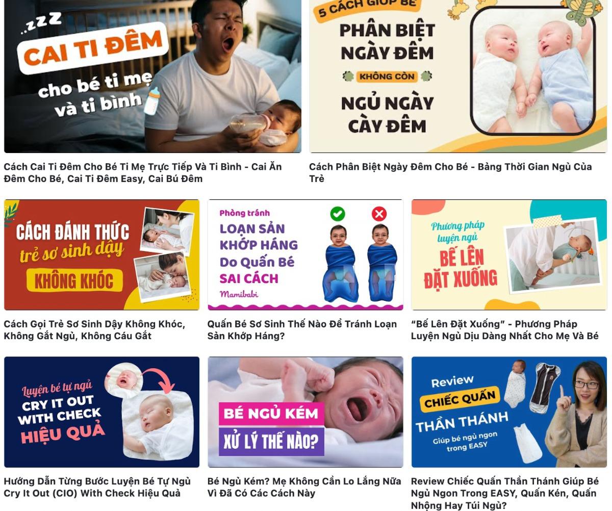 Mamibabi sẽ đồng hành cùng bạn trong toàn bộ hành trình luyện ngủ cho bé: 

- Chỉnh lịch sinh hoạt
- Cung cấp trình tự ngủ ngày và đêm phù hợp
- Xử lý catnap - các giấc ngủ ngắn
- Kỹ thuật giúp bé tự ngủ độc lập, không bồng bế, ôm ngủ
- Dùng ti giả chuẩn khoa học
- Vượt qua khủng hoảng ngủ
...

Tất cả các câu hỏi bạn gửi đến đều được Mamibabi trả lời.

Mọi sự tư vấn được trả lời riêng cho em bé của bạn, phù hợp với nhu cầu của bé và hoàn cảnh gia đình. 

20 khóa học giấc ngủ của bé đã có sẵn tại đây https://mamibabi.com.vn/khoa-hoc?mode=2&cate=2 

Mọi câu hỏi bạn có thể gửi tới mục Tư vấn https://mamibabi.com.vn/community