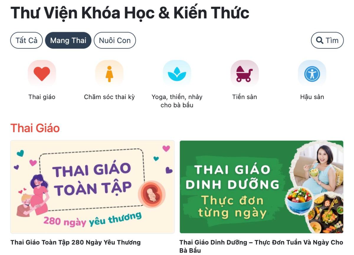 Dưới đây là 5 nội dung quan trọng mẹ bầu nào cũng nên lưu lại cho mình: 

1. Chăm sóc thai kỳ https://mamibabi.com.vn/khoa-hoc?mode=1&cate=7 

2. Thai giáo https://mamibabi.com.vn/khoa-hoc?mode=1&cate=6 

3. Yoga - Thiền cho bà bầu https://mamibabi.com.vn/khoa-hoc?mode=1&cate=8 

4. Tiền sản https://mamibabi.com.vn/khoa-hoc?mode=1&cate=13 

5. Hậu sản https://mamibabi.com.vn/khoa-hoc?mode=1&cate=14 

Đặc biệt, mọi câu hỏi mẹ gửi tới về dinh dưỡng, sức khỏe, thai giáo và chăm sóc bé sơ sinh đều sẽ được Mamibabi giải đáp. Mẹ có thể gửi câu hỏi ngay tại mục Tư vấn https://mamibabi.com.vn/community