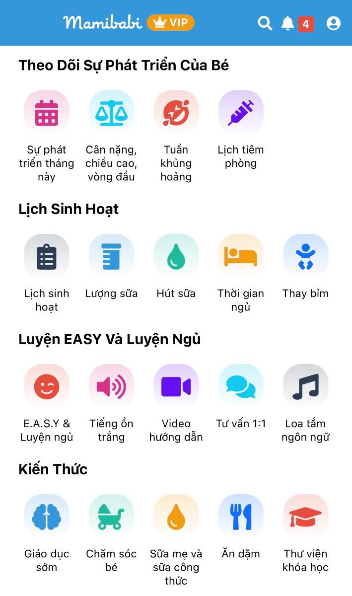Mamibabi giúp mẹ theo dõi sự phát triển của bé theo từng tháng:

> Sữa mẹ - sữa công thức https://mamibabi.com.vn/khoa-hoc?mode=2&cate=5 

> Luyện ngủ https://mamibabi.com.vn/khoa-hoc?mode=2&cate=2 

> Chăm sóc trẻ sơ sinh https://mamibabi.com.vn/khoa-hoc?mode=2&cate=4 

> Vận động sớm - giáo dục sớm https://mamibabi.com.vn/khoa-hoc?mode=2&cate=1

Đặc biệt, Mamibabi trả lời mọi câu hỏi mẹ gửi tới. Mẹ có thể đọc những câu hỏi của các mẹ khác và gửi câu hỏi của riêng mình tại đây https://mamibabi.com.vn/community

Giá chỉ 899k, thời gian sử dụng TRỌN ĐỜI, học ngay 40+ khoá học về sự phát triển của bé.