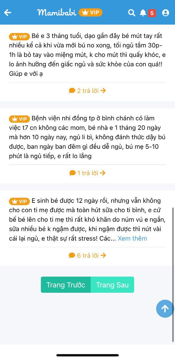 Mamibabi đã đồng hành với rất nhiều em bé từ khi bé còn trong bụng mẹ tới khi bé ra đời và đi học mẫu giáo! Thật hạnh phúc khi được nhìn thấy hành trình lớn lên của các em!

Đây là những câu hỏi của một mẹ đã gửi tới Mamibabi trong thời gian sử dụng app. Đội ngũ Mamibabi rất vinh dự khi được các mẹ tin tưởng lựa chọn.

"Bao nhiêu câu hỏi của mẹ, bấy nhiêu câu trả lời từ Mamibabi" luôn là tiêu chí hoạt động của đội ngũ phát triển app.

Chỉ 899K để Mamibabi đồng hành trọn đời với bé nhé mẹ ơi!

Mẹ có thể đăng ký ngay tại đây https://mamibabi.com.vn/khoa-hoc

--------------------------------

Mamibabi là ứng dụng thai giáo, luyện ngủ và chăm sóc trẻ sơ sinh được sáng lập bởi tác giả Phạm Ngọc Thắng - tác giả cuốn sách "Rủ chồng thai giáo"

Mamibabi đồng thời là ứng dụng đã được Google lựa chọn trong chương trình "Google for Startups" nhờ những nội dung hữu ích cho mẹ bầu và thai nhi.

Chỉ với 899K bạn sẽ được:

+ TRỌN ĐỜI tư vấn mọi câu hỏi về mang thai và nuôi con

+ Học ngay 40 khóa học về mang thai và thai giáo https://mamibabi.com.vn/khoa-hoc?mode=1

+ Học ngay 40 khóa học về chăm sóc trẻ sơ sinh, luyện ăn, luyện ngủ https://mamibabi.com.vn/khoa-hoc?mode=2

Mọi nội dung thai giáo tại Mamibabi đã được thiết kế giàu tính ứng dụng, hướng dẫn chi tiết, phù hợp với cả những mẹ lần đầu thai giáo