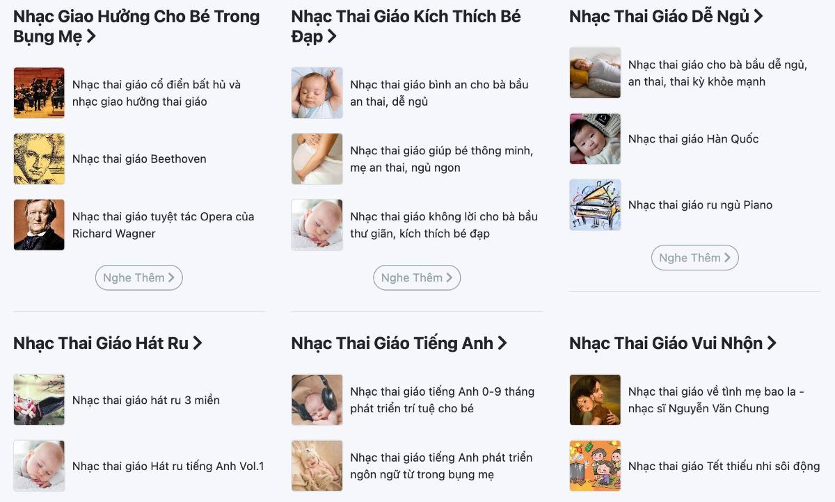 Mamibabi sở hữu hàng ngàn bản nhạc thai giáo giúp mẹ bầu thư giãn và bé yêu hạnh phúc. Nhạc được chia theo từng quý, từng tháng, chủ đề và sở thích của mẹ. Mẹ có thể nghe ngay tại đây https://mamibabi.com.vn/nhac-thai-giao

Nhạc thai giáo đã được chứng minh giúp cải thiện tâm trạng và sức khỏe mẹ bầu, cải thiện chất lượng nước ối, giúp thai nhi phát triển thính giác và trí não, giúp bé được kết nối với mẹ tốt hơn... mẹ hãy nghe nhạc cùng bé mỗi ngày nhé. 

Ngoài ra Mamibabi còn sở hữu kho nội dung thai giáo đồ sộ: 
- 3000 hoạt động thai giáo
- Thai giáo dinh dưỡng - thực đơn mỗi ngày
- Kỹ thuật và phương pháp thai giáo 
...
Mẹ xem tất cả tại đây nhé https://mamibabi.com.vn/khoa-hoc?mode=1&cate=6 

-----------------------------
Mamibabi là ứng dụng thai giáo và chăm sóc trẻ sơ sinh được sáng lập bởi tác giả Phạm Ngọc Thắng - tác giả cuốn sách "Rủ chồng thai giáo" 

Mamibabi đồng thời là ứng dụng đã được Google lựa chọn trong chương trình "Google for Startups" với những nội dung hữu ích cho mẹ bầu và thai nhi.