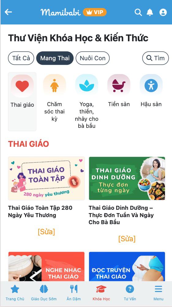 Trong hành trình 9 tháng đầy thiêng liêng ấy, mỗi mẹ bầu đều cần một người bạn đồng hành thật đáng tin cậy. Mamibabi – ứng dụng thai giáo toàn diện, được sáng lập bởi Phạm Ngọc Thắng, tác giả của cuốn sách “Rủ chồng thai giáo”, là sự lựa chọn hoàn hảo dành cho các mẹ. 

Được công nhận trong chương trình Google for Startups, Mamibabi mang lại sự an tâm và tự tin cho mẹ trong từng giai đoạn của thai kỳ. Mamibabi không chỉ đơn giản là một ứng dụng, mà còn là người bạn tâm tình, luôn lắng nghe và giải đáp mọi thắc mắc của mẹ. 

Ứng dụng giúp mẹ theo dõi sự phát triển từng ngày của bé yêu, nhắc nhở lịch khám thai và cung cấp thực đơn dinh dưỡng phù hợp. 

Điều đặc biệt hơn nữa, Mamibabi còn mang đến sự tiện lợi với chi phí hợp lý nhất trên thị trường, chỉ 899K để dùng trọn đời. Nhờ đó, mỗi mẹ bầu có thể tiếp cận những điều tốt nhất cho con yêu mà không phải lo lắng. 

Hãy để Mamibabi cùng mẹ bầu bước vào hành trình tuyệt vời này – một hành trình gắn kết yêu thương giữa mẹ và bé ngay từ những ngày đầu tiên. Mẹ có thể xem chi tiết các nội dung và khóa học của Mamibabi tại đây https://mamibabi.com.vn/khoa-hoc?mode=1