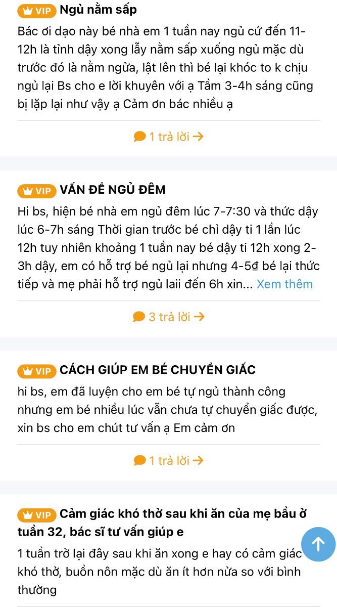 Có những mẹ gửi câu hỏi từ khi mang bầu bé thứ nhất tới khi đẻ bé thứ 2, với số lượng lên tới cả trăm câu hỏi mà KHÔNG phải trả thêm bất cứ khoản phí nào. Nguyên nhân là mẹ đã mua gói trọn đời, và Mamibabi cam kết tiếp tục hỗ trợ dù mẹ sinh bao nhiêu bé. 

- Mẹ Thanh Hà, mẹ bé Susu 2 tháng tuổi cho biết: “Chỉ trong tuần đầu tiên, mình đã gửi hơn 10 câu hỏi, từ việc bé khó ngủ, bú kém đến cách chăm sóc cho mẹ sau sinh. Mamibabi trả lời cực nhiệt tình và chính xác. Rất hài lòng!”

- Mẹ Mai Linh, bầu 28 tuần: “Lần đầu mang thai, mình lo đủ thứ. May mà có Mamibabi, vừa hướng dẫn thai giáo, vừa giải đáp mọi thắc mắc nhỏ nhất!”

Không chỉ giải đáp, Mamibabi còn giúp mẹ cảm thấy an tâm và tự tin hơn trên hành trình làm mẹ.

Với Mamibabi, mẹ không cần phải chi hàng triệu đồng cho các lớp học hoặc tư vấn riêng. Chỉ với một khoản chi phí nhỏ chỉ vài trăm ngàn, mẹ sẽ được: 

- Hỗ trợ giải đáp mọi thắc mắc: Đặt câu hỏi bất kỳ lúc nào mẹ muốn qua app, và nhận câu trả lời nhanh chóng.

- Kiến thức từ chuyên gia và tài liệu khoa học: Đảm bảo chính xác, đáng tin cậy.

- Tiện lợi: Không phải di chuyển, mọi thông tin đều có ngay trên ứng dụng.

Chúng tôi ở đây để giúp mẹ chăm sóc bé yêu một cách dễ dàng, khoa học và tiết kiệm nhất https://mamibabi.com.vn/community
