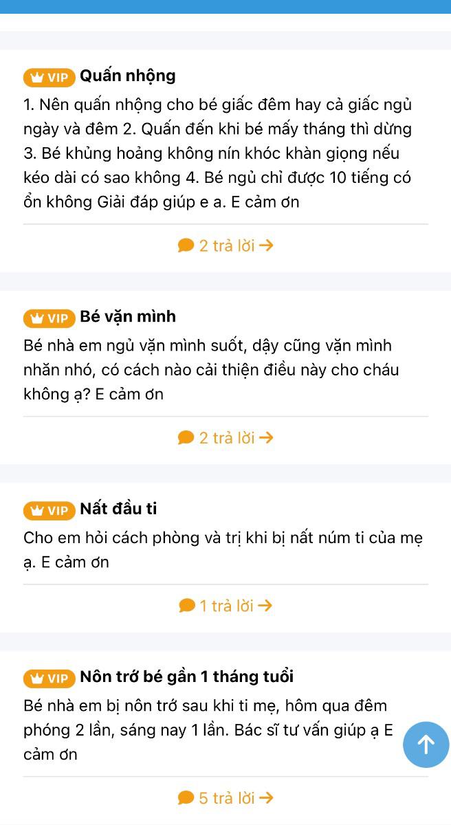 Có những mẹ gửi câu hỏi từ khi mang bầu bé thứ nhất tới khi đẻ bé thứ 2, với số lượng lên tới cả trăm câu hỏi mà KHÔNG phải trả thêm bất cứ khoản phí nào. Nguyên nhân là mẹ đã mua gói trọn đời, và Mamibabi cam kết tiếp tục hỗ trợ dù mẹ sinh bao nhiêu bé. 

- Mẹ Thanh Hà, mẹ bé Susu 2 tháng tuổi cho biết: “Chỉ trong tuần đầu tiên, mình đã gửi hơn 10 câu hỏi, từ việc bé khó ngủ, bú kém đến cách chăm sóc cho mẹ sau sinh. Mamibabi trả lời cực nhiệt tình và chính xác. Rất hài lòng!”

- Mẹ Mai Linh, bầu 28 tuần: “Lần đầu mang thai, mình lo đủ thứ. May mà có Mamibabi, vừa hướng dẫn thai giáo, vừa giải đáp mọi thắc mắc nhỏ nhất!”

Không chỉ giải đáp, Mamibabi còn giúp mẹ cảm thấy an tâm và tự tin hơn trên hành trình làm mẹ.

Với Mamibabi, mẹ không cần phải chi hàng triệu đồng cho các lớp học hoặc tư vấn riêng. Chỉ với một khoản chi phí nhỏ chỉ vài trăm ngàn, mẹ sẽ được: 

- Hỗ trợ giải đáp mọi thắc mắc: Đặt câu hỏi bất kỳ lúc nào mẹ muốn qua app, và nhận câu trả lời nhanh chóng.

- Kiến thức từ chuyên gia và tài liệu khoa học: Đảm bảo chính xác, đáng tin cậy.

- Tiện lợi: Không phải di chuyển, mọi thông tin đều có ngay trên ứng dụng.

Chúng tôi ở đây để giúp mẹ chăm sóc bé yêu một cách dễ dàng, khoa học và tiết kiệm nhất https://mamibabi.com.vn/community