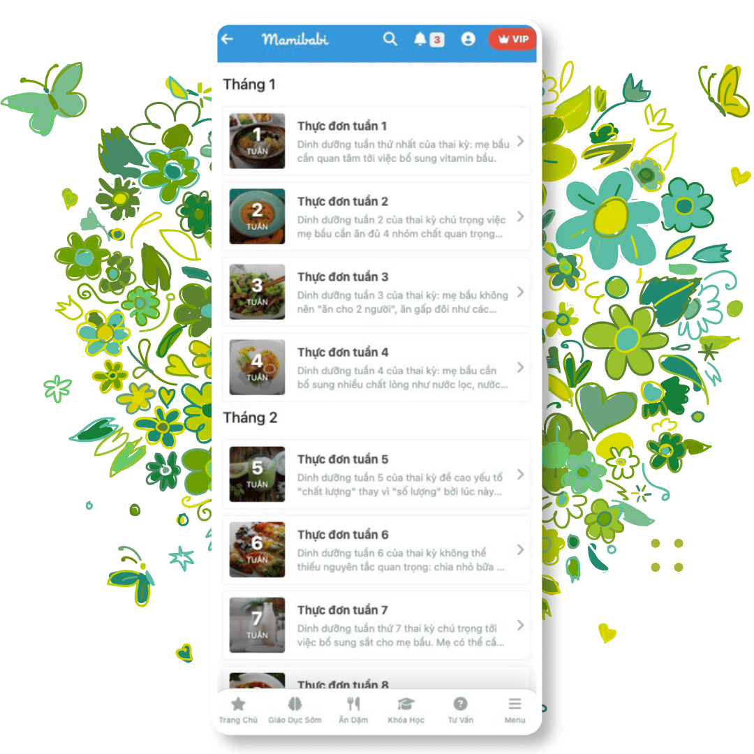 App thực đơn cho bà bầu