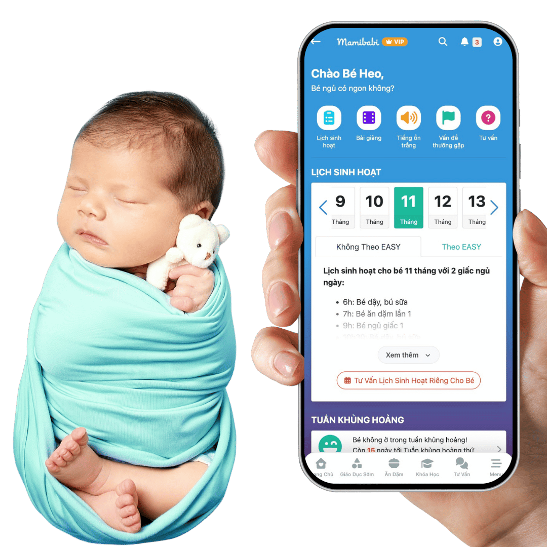App lịch EASY, luyện EASY và luyện ngủ cho bé Mamibabi — nhập nhanh bằng AI