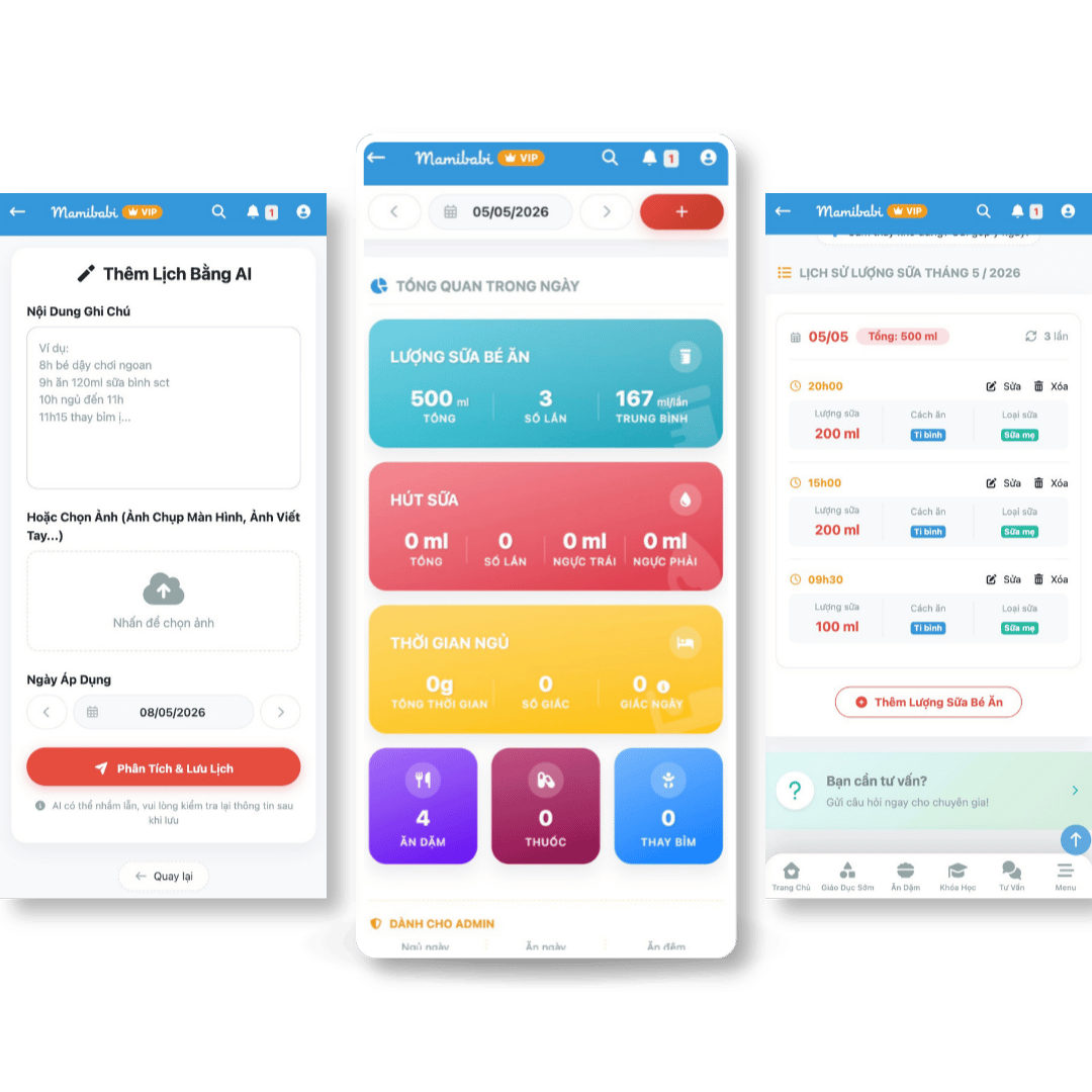 App lịch sinh hoạt của bé Mamibabi nhập nhanh bằng AI