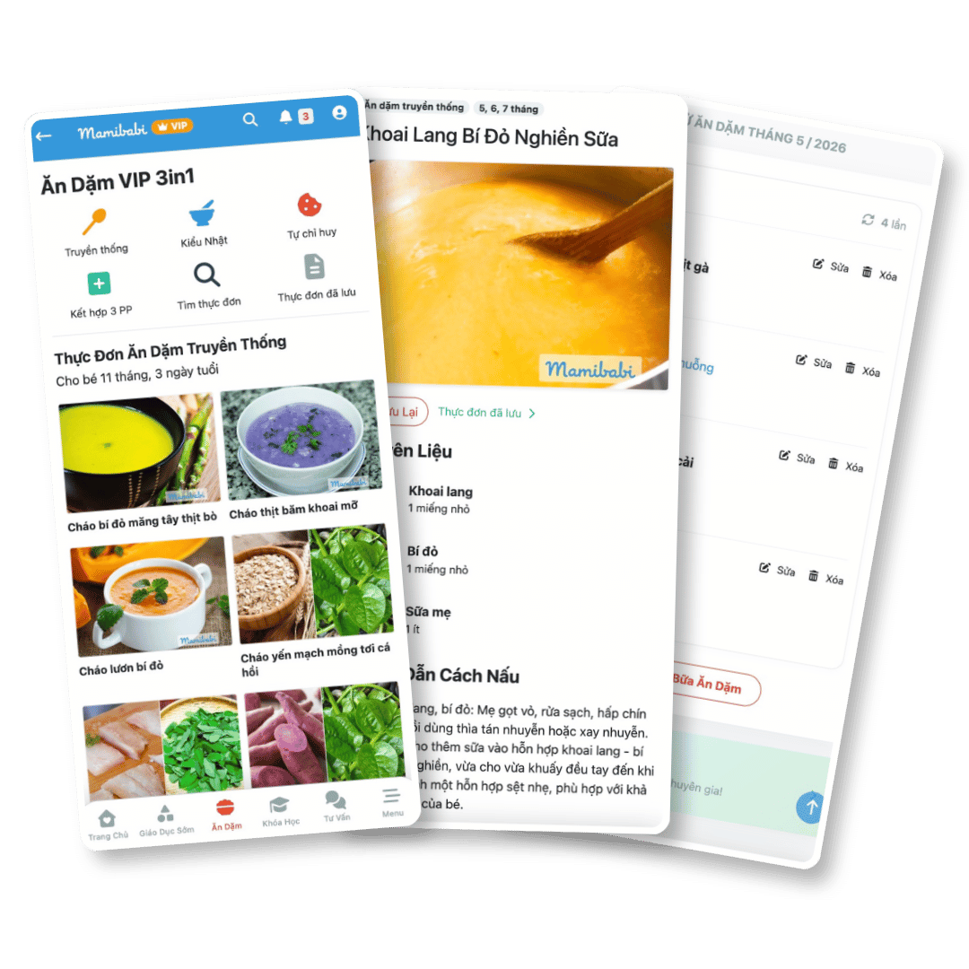 App thực đơn ăn dặm cho bé Mamibabi